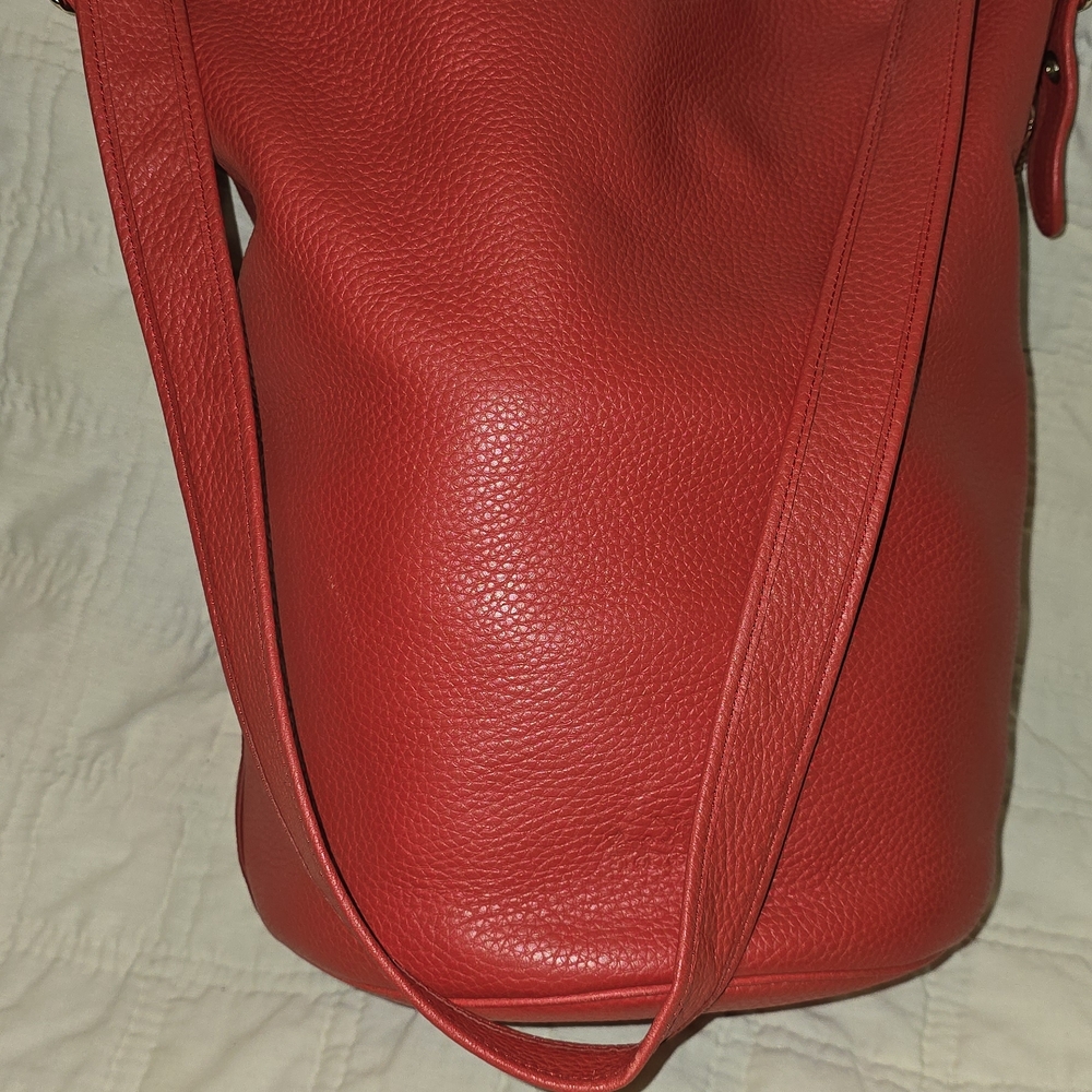 Coach Bold Red Leather Hobo Bag